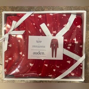 NWT Auden Women’s Red and White Plush Fleece 2 piece Pajama Set , Tree pattern L